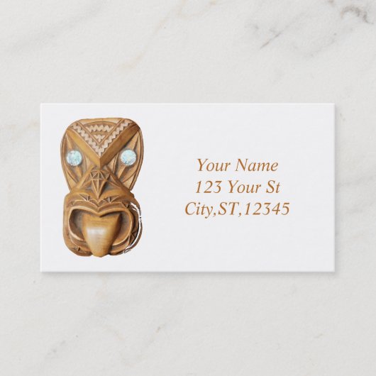 Carved Maori Tiki Face Thunder_Cove Visitekaartje (Voorkant)