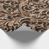 Carved Metal Baroque Floral Damask Cadeaupapier (Hoek)