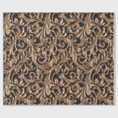 Carved Metal Baroque Floral Damask Cadeaupapier (Vlak)