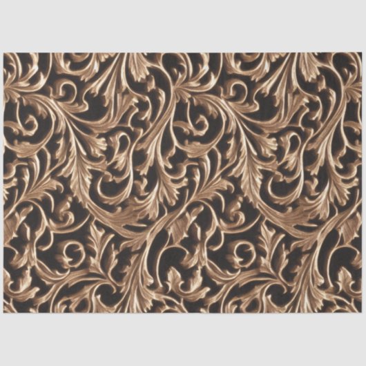  Carved Metal Baroque Floral Damask Tissuepapier (Voorkant)