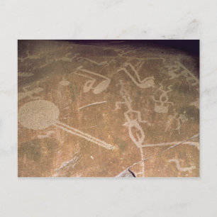 Carved petroglyph die cijfers afgeeft briefkaart