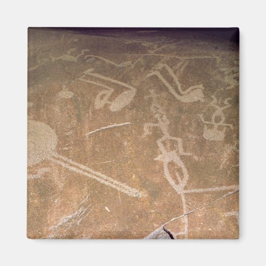 Carved petroglyph die cijfers afgeeft magneet (Voorkant)