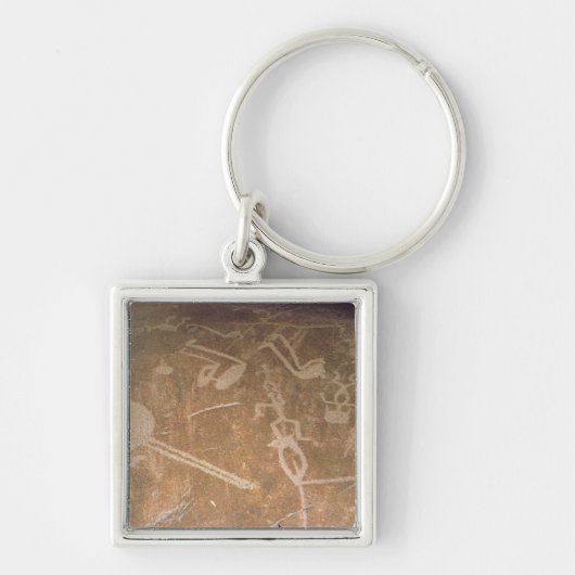 Carved petroglyph die figuren afschilderen sleutelhanger (Voorkant)