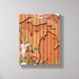 Carved Pine Wood Michigan | Floral Canvas Afdruk
