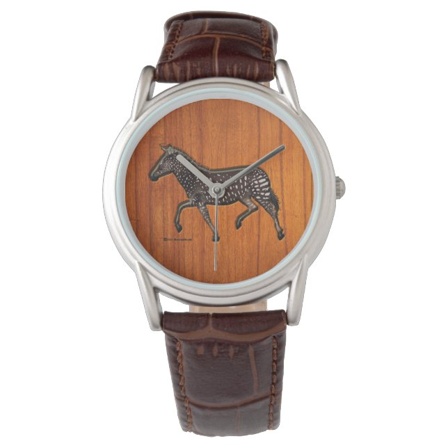 Carved Polka Dot Zebra Horloge (Voorkant)