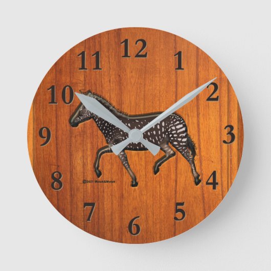 Carved Polka Dot Zebra  Ronde Klok (Voorkant)