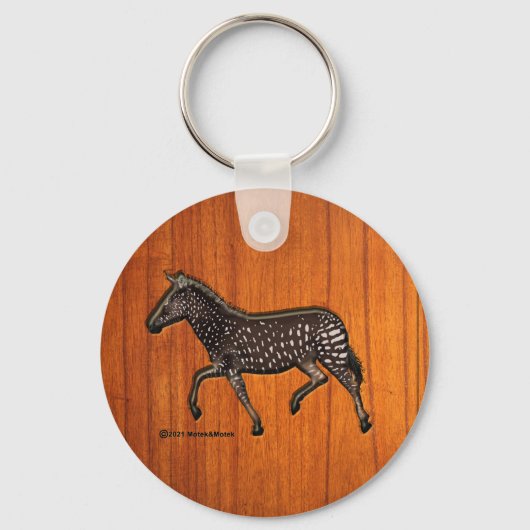 Carved Polka Dot Zebra Sleutelhanger (Voorkant)
