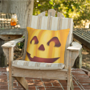 Carved pomkin glimlachend Halloween design Buitenkussen