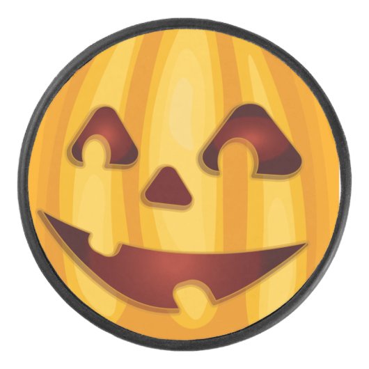 Carved pomkin glimlachend Halloween design Hockey Puck (Voorkant)