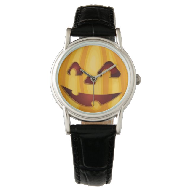 Carved pomkin glimlachend Halloween design Horloge (Voorkant)