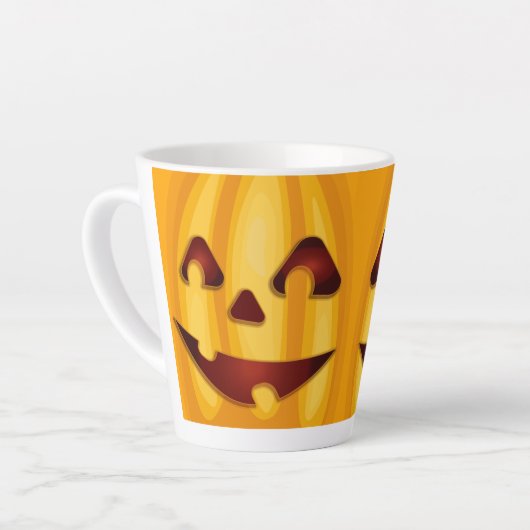Carved pomkin glimlachend Halloween design Latte Mok (Linkerhoek)