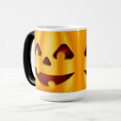 Carved pomkin glimlachend Halloween design Magische Mok (Voorkant links)