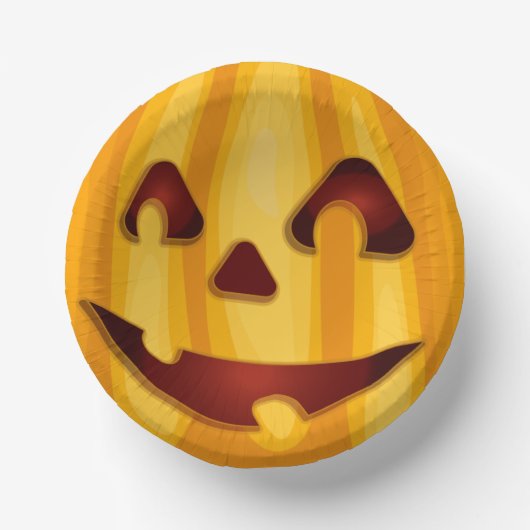 Carved pomkin glimlachend Halloween design Papieren Kommen (Voorkant)