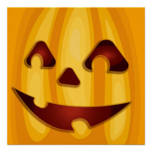 Carved pomkin glimlachend Halloween design Perfect Poster