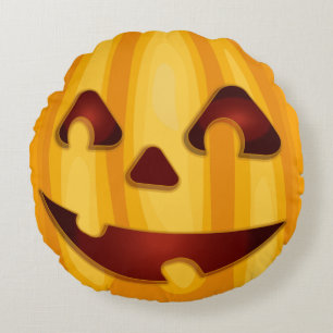 Carved pomkin glimlachend Halloween design Rond Kussen
