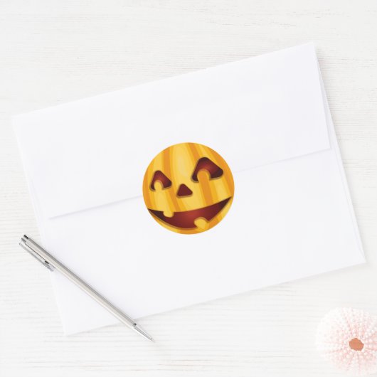 Carved pomkin glimlachend Halloween design Ronde Sticker (Envelop)