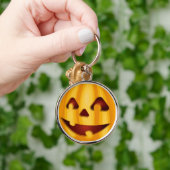 Carved pomkin glimlachend Halloween design Sleutelhanger (Hand)