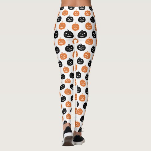 Carved Pumpkins Halloween Womens Black and white Leggings (Achterkant)