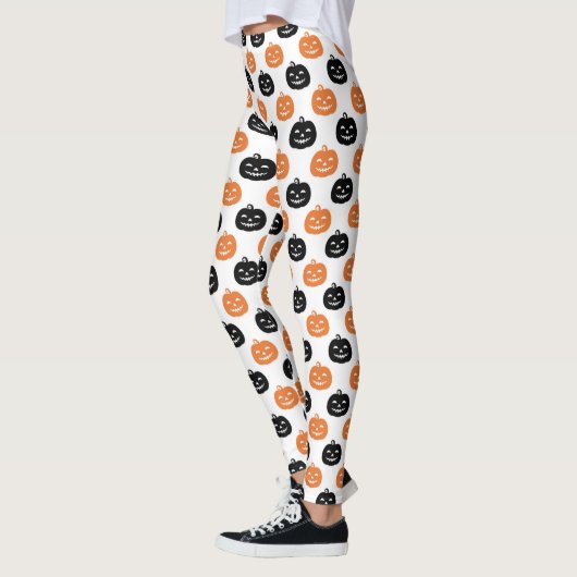 Carved Pumpkins Halloween Womens Black and white Leggings (Links)
