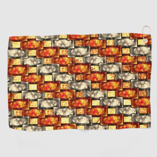 Carved rechtangular pieces beige and reddish align golfhanddoek (Horizontaal)