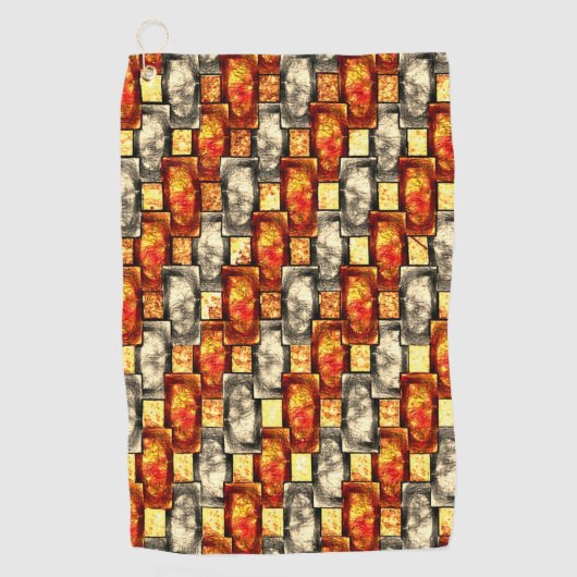 Carved rechtangular pieces beige and reddish align golfhanddoek (Voorkant)