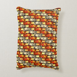 Carved rechtangular pieces reddish and beige align accent kussen