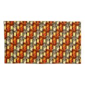 Carved rechtangular pieces reddish and beige align kussensloop (Achterkant-Rechts)