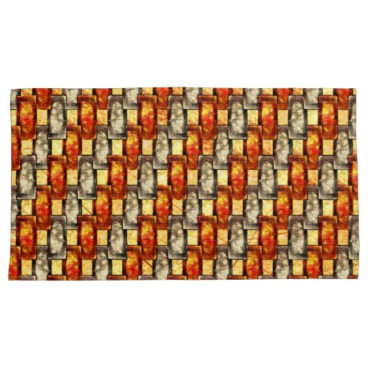 Carved rechtangular pieces reddish and beige align kussensloop (Voorkant-Rechts)