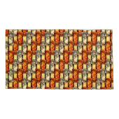 Carved rechtangular pieces reddish and beige align kussensloop (Achterkant-Links)