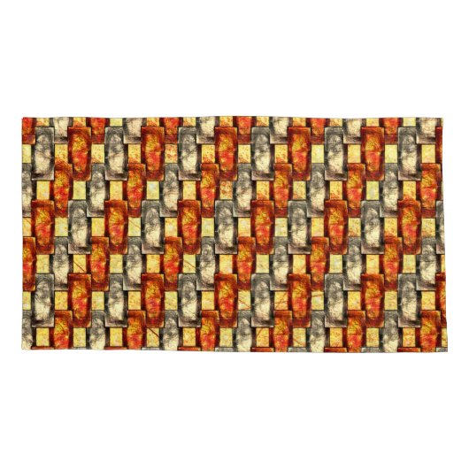 Carved rechtangular pieces reddish and beige align kussensloop (Achterkant-Links)