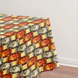 Carved rechtangular pieces reddish and beige align tafelkleed