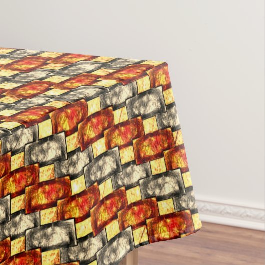 Carved rechtangular pieces reddish and beige align tafelkleed (Voorbeeld)