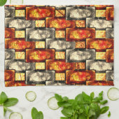 Carved rechtangular pieces reddish and beige align theedoek (Gevouwen)