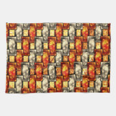 Carved rechtangular pieces reddish and beige align theedoek (Horizontaal)