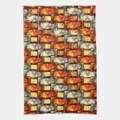 Carved rechtangular pieces reddish and beige align theedoek (Verticaal)