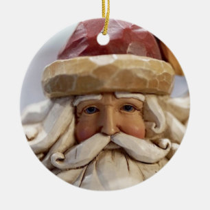 Carved Santa Face Keramisch Ornament