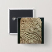 Carved Stele Vierkante Button 5,1 Cm (Voorkant /achterkant)