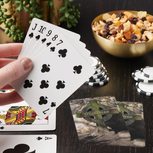 Carved Stone Celtic Cross - aangepaste naam Pokerkaarten (Insitu)