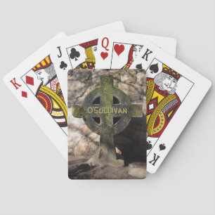 Carved Stone Celtic Cross - aangepaste naam Pokerkaarten