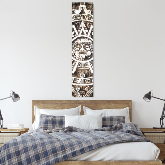 Carved Stone Mayan Aztec MesoAmerican Sun Calendar Canvas Afdruk (Insitu (Slaapkamer))
