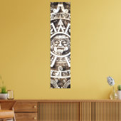 Carved Stone Mayan Aztec MesoAmerican Sun Calendar Canvas Afdruk (Insitu (Woonkamer))