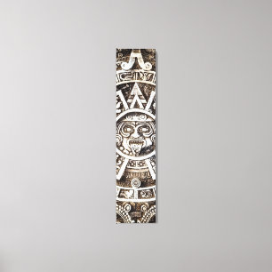 Carved Stone Mayan Aztec MesoAmerican Sun Calendar Canvas Afdruk