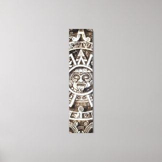 Carved Stone Mayan Aztec MesoAmerican Sun Calendar Canvas Afdruk