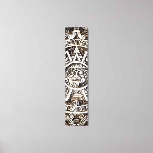 Carved Stone Mayan Aztec MesoAmerican Sun Calendar Canvas Afdruk (Voorkant)