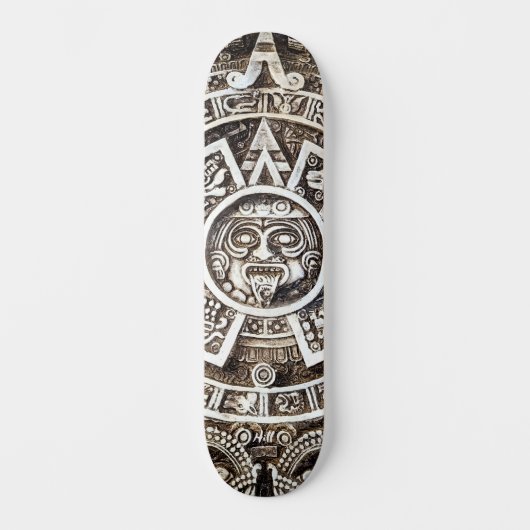 Carved Stone Mayan Aztec Mesoamerican Sun Calendar Persoonlijk Skateboard (Voorkant)