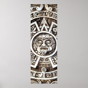 Carved Stone Mayan Aztec MesoAmerican Sun Calendar Poster
