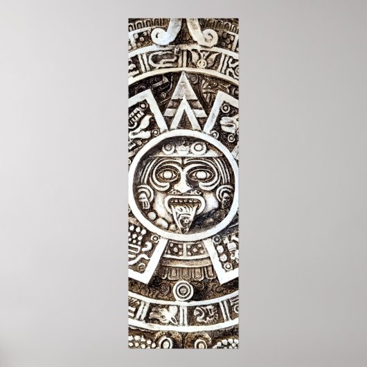 Carved Stone Mayan Aztec MesoAmerican Sun Calendar Poster (Voorkant)