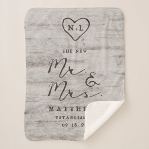 Carved Sweethearts de nieuwe Mr & Mrs Passen getro Sherpa Deken