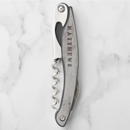 Carved Sweethearts Rustic Birch Wedding Monogram Kurkentrekker (Voorkant)