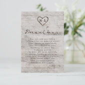 Carved Sweethearts Rustic Birch Wedding Routebesch Informatiekaartje (Staand voorkant)